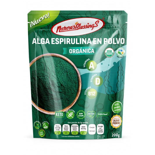 Alga Espirulina Premium Orgánica en Polvo 200g