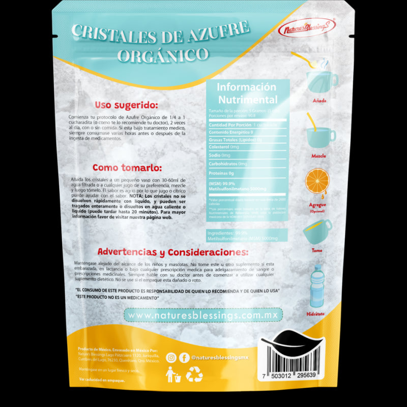 Azufre Orgánico Puro Premium Cristales MSM 250g