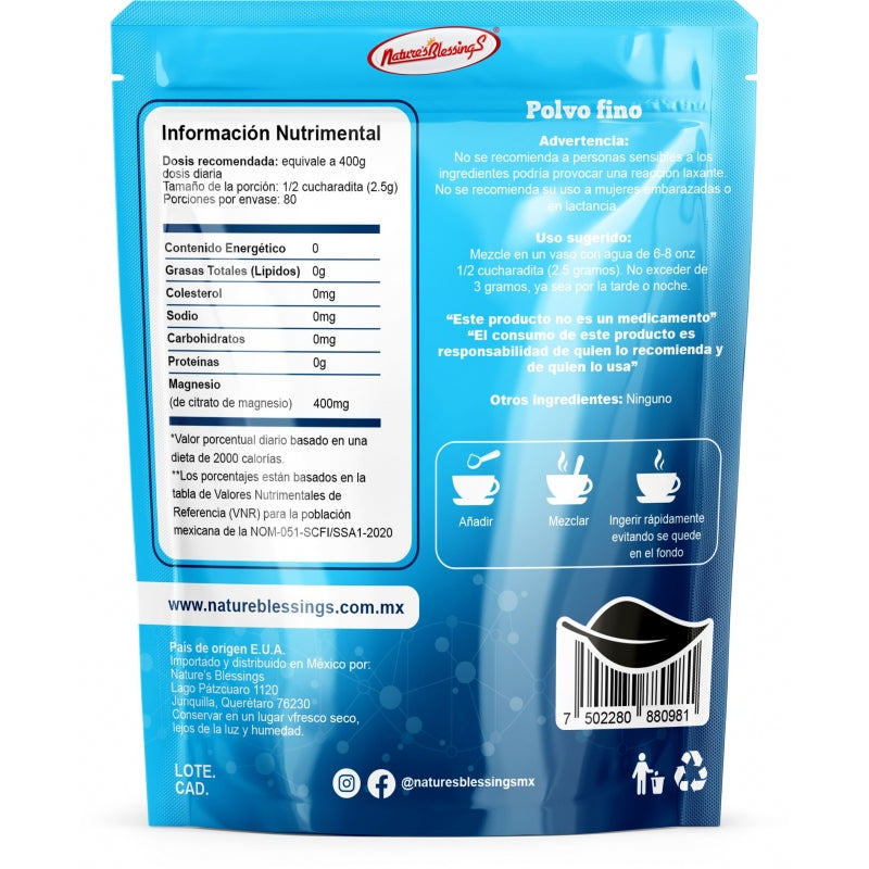 Citrato de Magnesio Puro en Polvo 250g