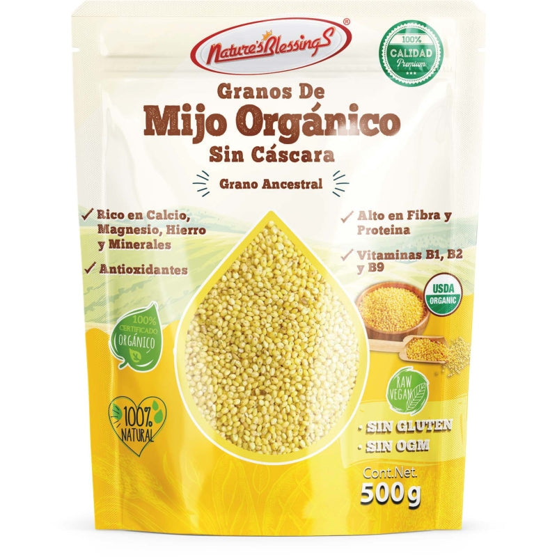 Granos de Mijo amarillo Orgánico Sin Cascara 500g