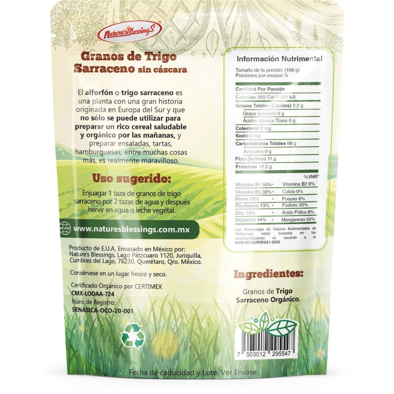 Granos de Trigo Sarraceno/Alforfón Orgánico 500g