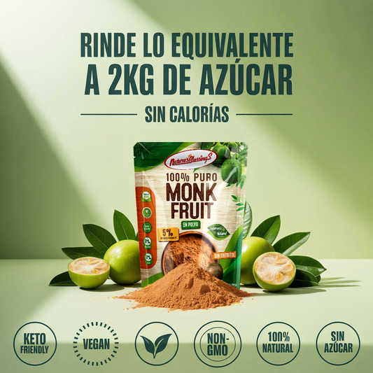 Extracto Puro de Monk Fruit 5% 100g | Endulza 20x más que el azúcar