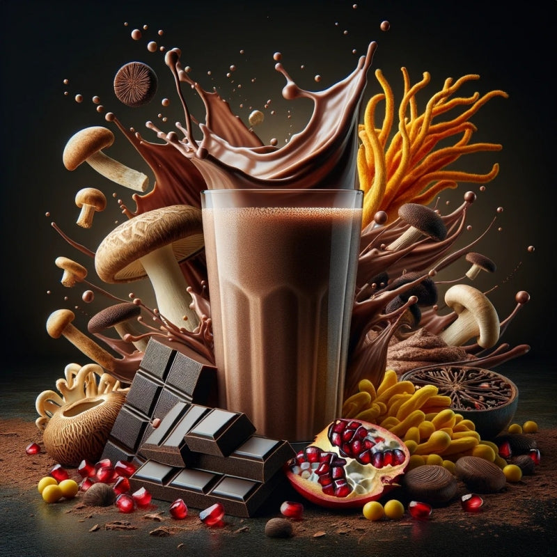 Mezcla de 30 Superfoods, Adaptógenos y Probióticos,proteína, Orgánica , Sabor Chocolate Cremoso,350g