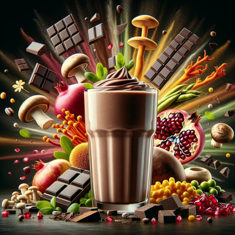 Mezcla de 30 Superfoods, Adaptógenos y Probióticos,proteína, Orgánica , Sabor Chocolate Cremoso,350g