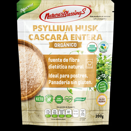 Psyllium Husk entero puro Organico Pantago 200g