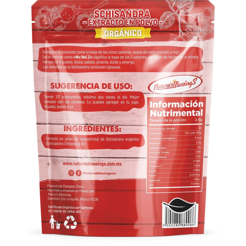 Schisandra Orgánica Extracto en Polvo 100g