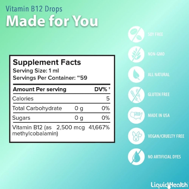 Vitamina B12 Sublingual Methylcobalamin 2500 mcg 59ml