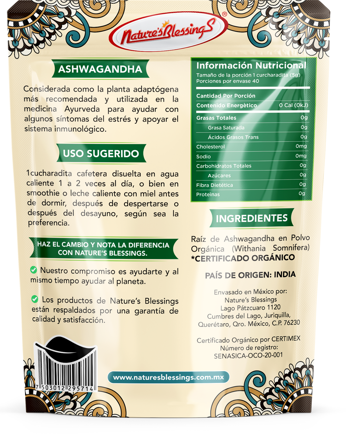 Raíz de Ashwagandha en Polvo Orgánica 200g