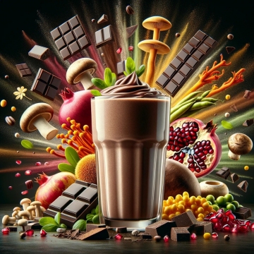 Mezcla de 30 Superfoods, Adaptógenos y Probióticos,proteína, Orgánica , Sabor Chocolate Cremoso,350g