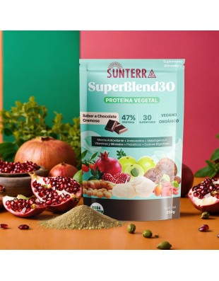 Mezcla de 30 Superfoods, Adaptógenos y Probióticos,proteína, Orgánica , Sabor Chocolate Cremoso,350g
