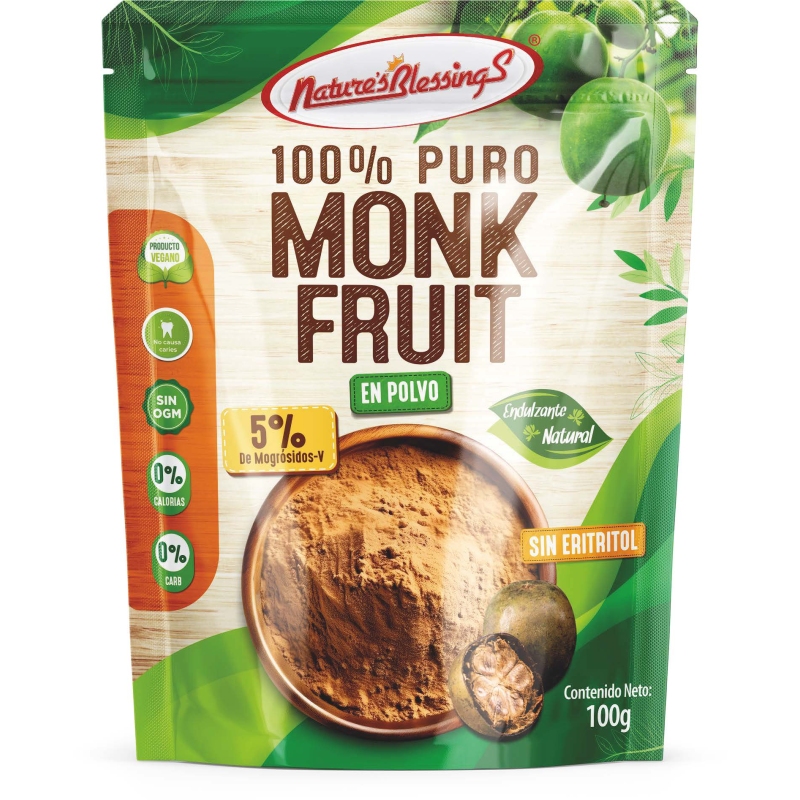 Extracto puro de Monk fruit 5% 100g No eritritol ( Azúcar de Monje)