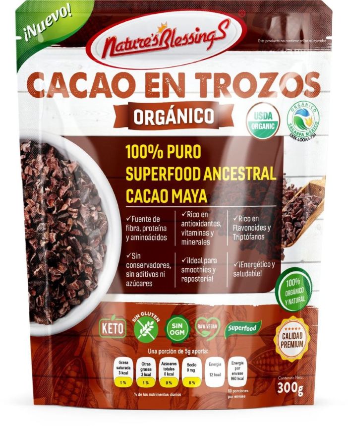 Nibs de Cacao/Trozos de Cacao Orgánico Raw 300g