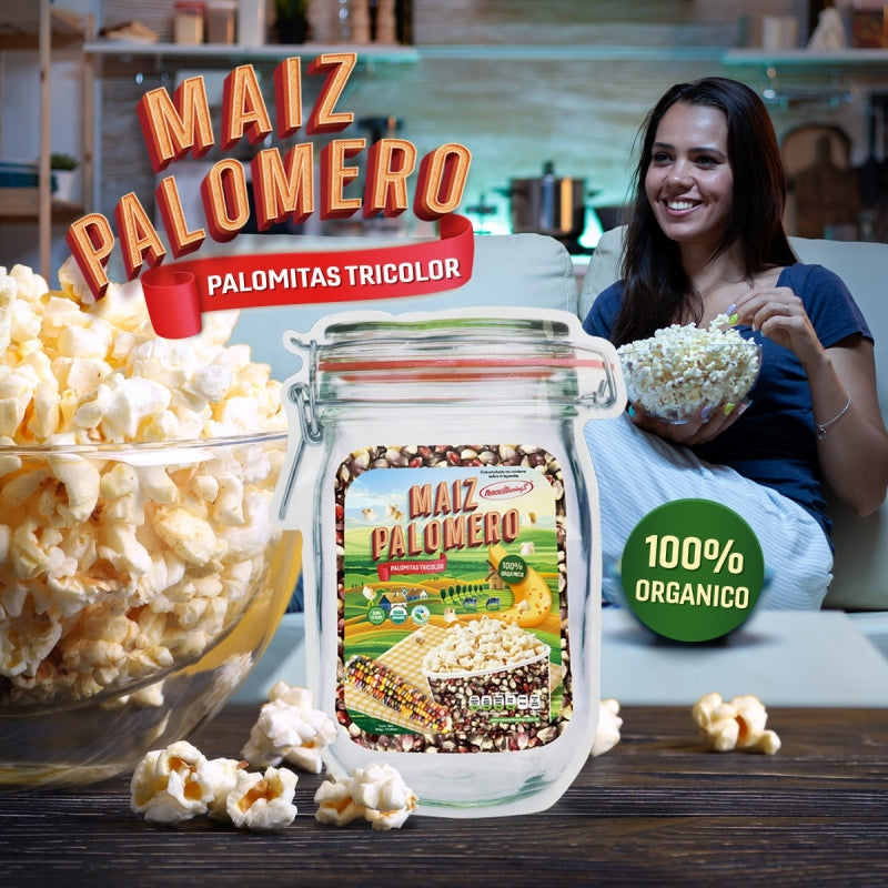 Maíz Palomero Orgánico Tricolor 500g (para palomitas)